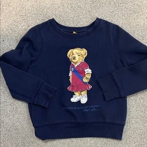 Ralph Lauren Kids Navy Sweatshirt with Bear Design.